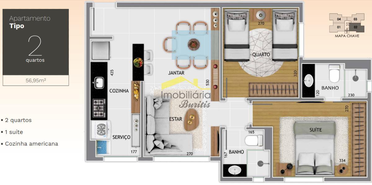 Apartamento, Buritis, 2 Quartos, 2 Vagas, 1 Suíte
