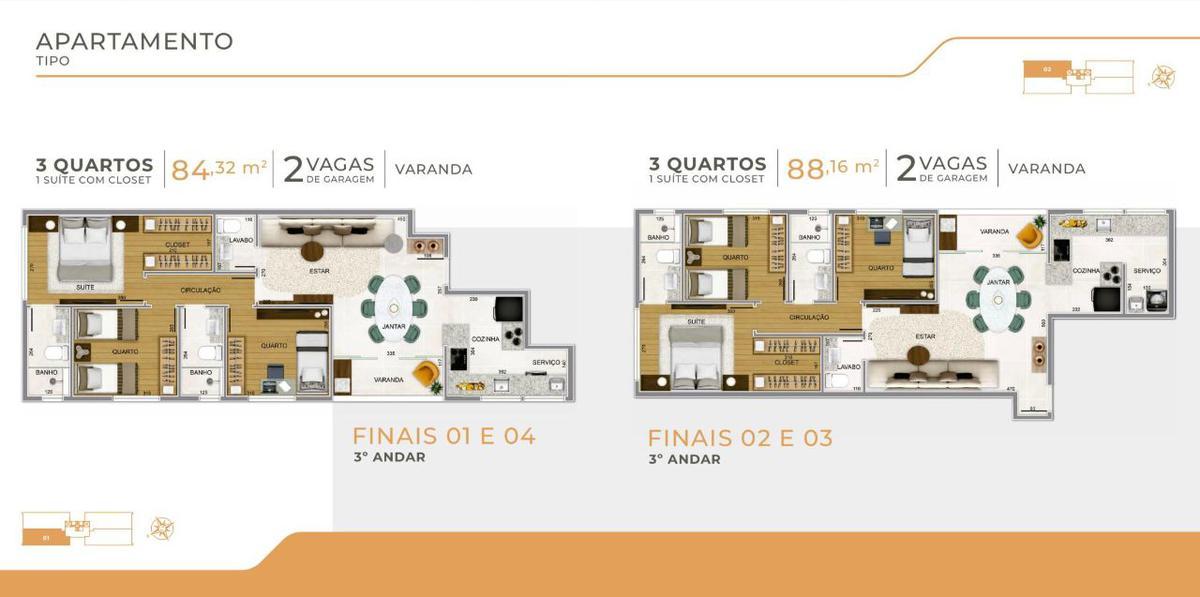 Apartamento, Funcionários, 2 Quartos, 2 Vagas, 1 Suíte