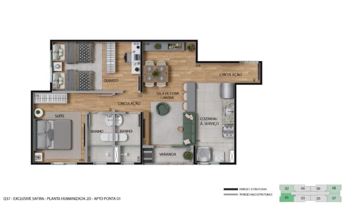 Apartamento, Três Barras, 2 Quartos, 1 Vaga, 1 Suíte