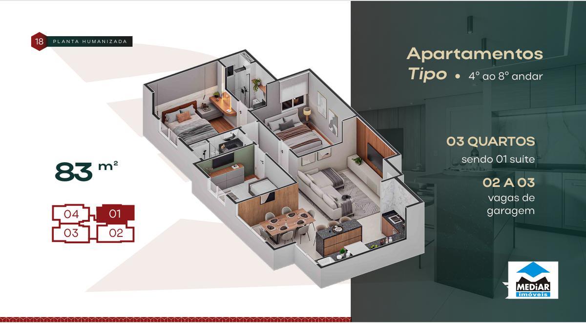 Cobertura, Coração Eucarístico, 3 Quartos, 2 Vagas, 1 Suíte