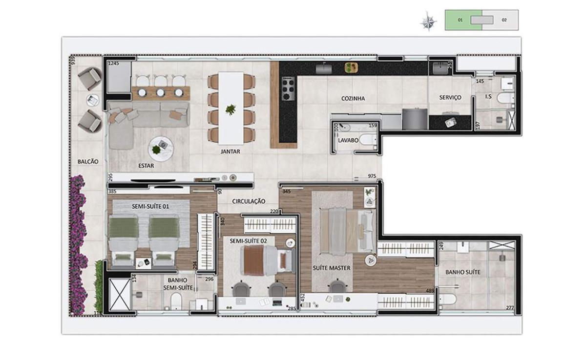 Apartamento, Lourdes, 3 Quartos, 2 Vagas, 1 Suíte