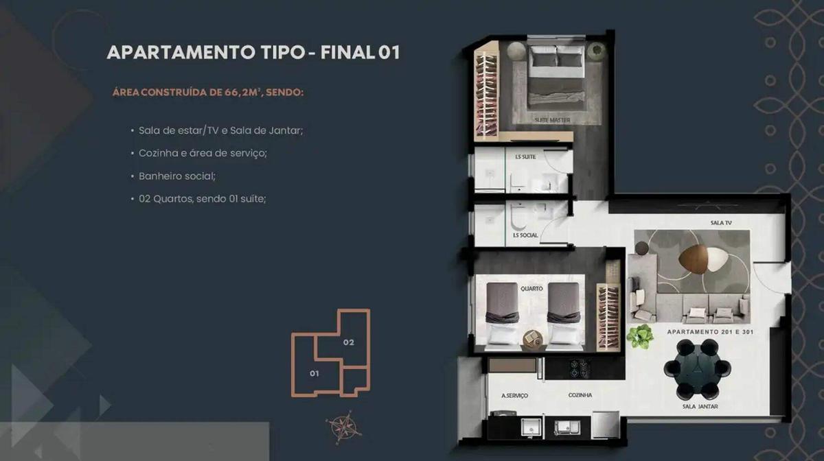 Cobertura, Grajaú, 2 Quartos, 2 Vagas, 1 Suíte