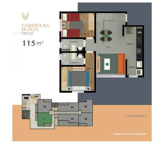 Cobertura, Castelo, 2 Quartos, 2 Vagas, 1 Suíte