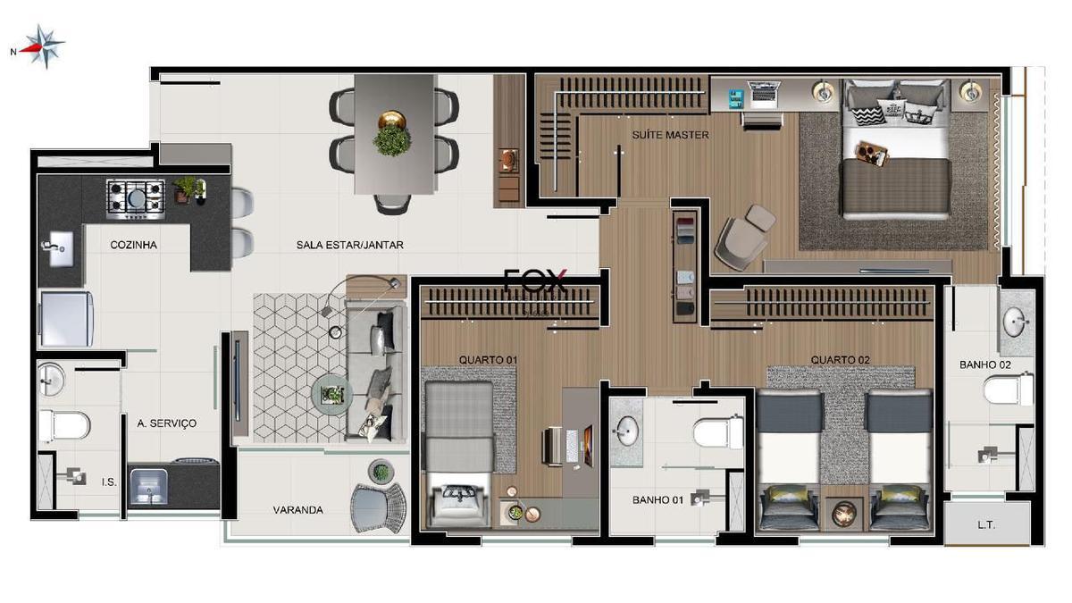 Apartamento, Funcionários, 3 Quartos, 2 Vagas, 1 Suíte
