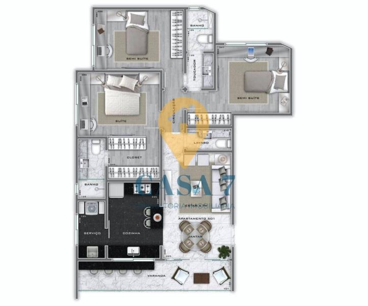 Apartamento, Lourdes, 3 Quartos, 0 Vaga, 1 Suíte