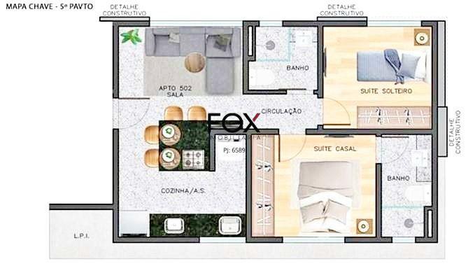 Cobertura, Cruzeiro, 1 Quarto, 2 Vagas
