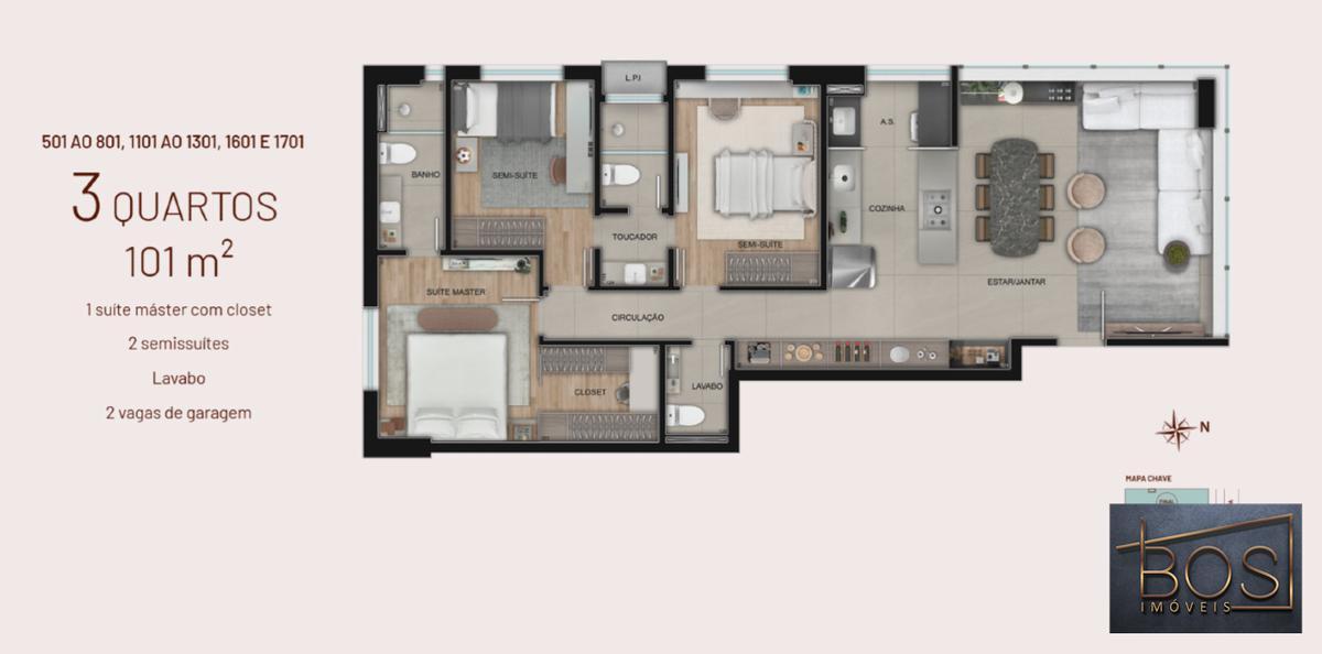Apartamento, Lourdes, 3 Quartos, 2 Vagas, 1 Suíte
