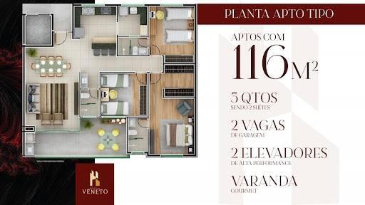Apartamento, Centro, 3 Quartos, 2 Vagas, 2 Suítes