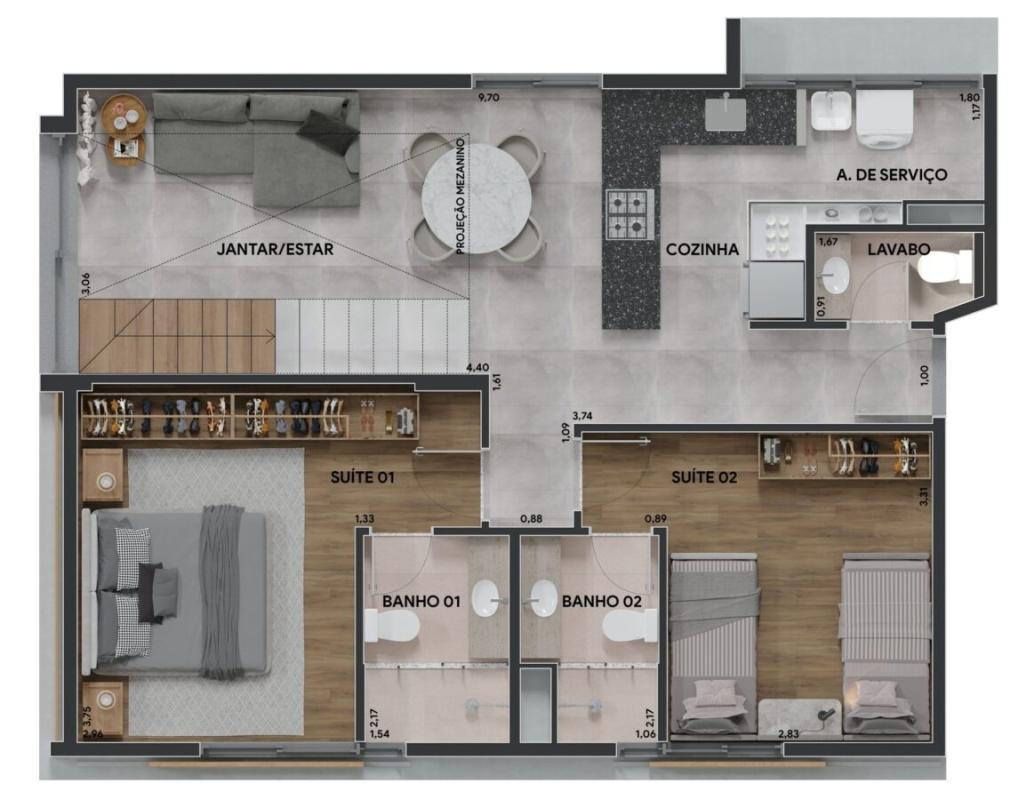 Cobertura, Serra, 2 Quartos, 3 Vagas, 2 Suítes