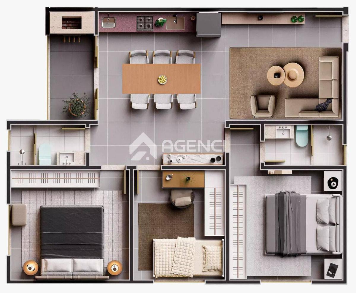 Apartamento, Cabral, 3 Quartos, 0 Vaga, 1 Suíte