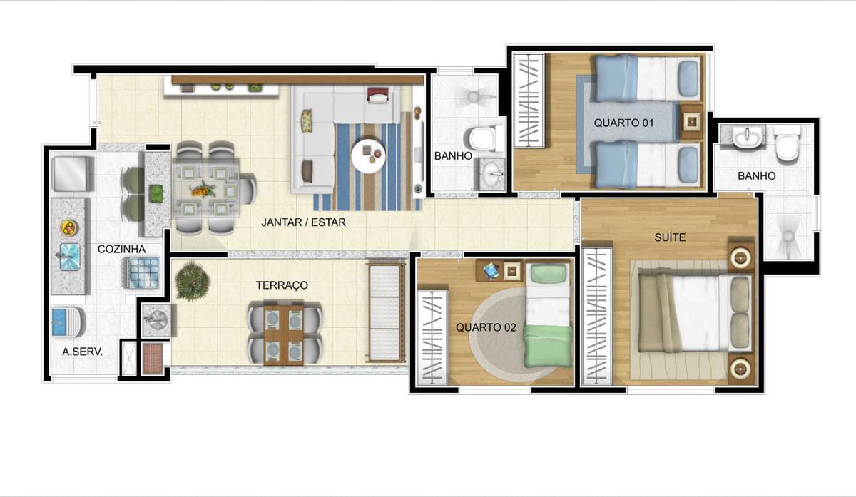 Cobertura, Santa Mônica, 3 Quartos, 2 Vagas