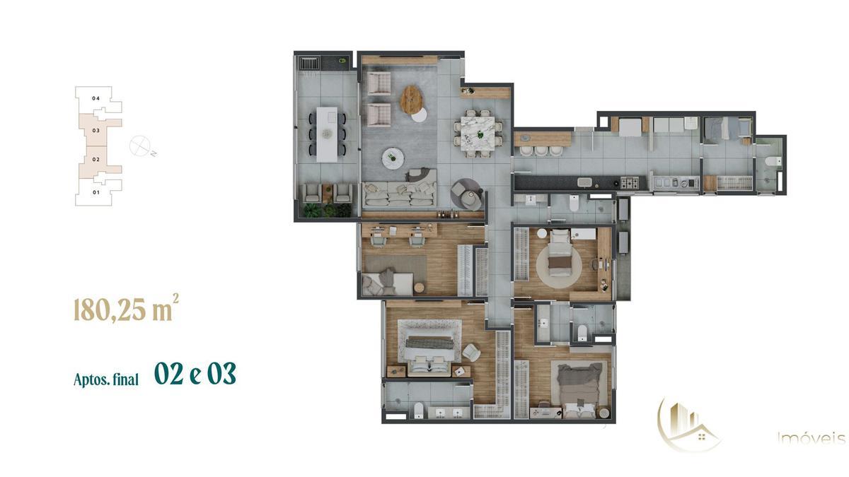 Apartamento, Piemonte, 4 Quartos, 3 Vagas, 2 Suítes