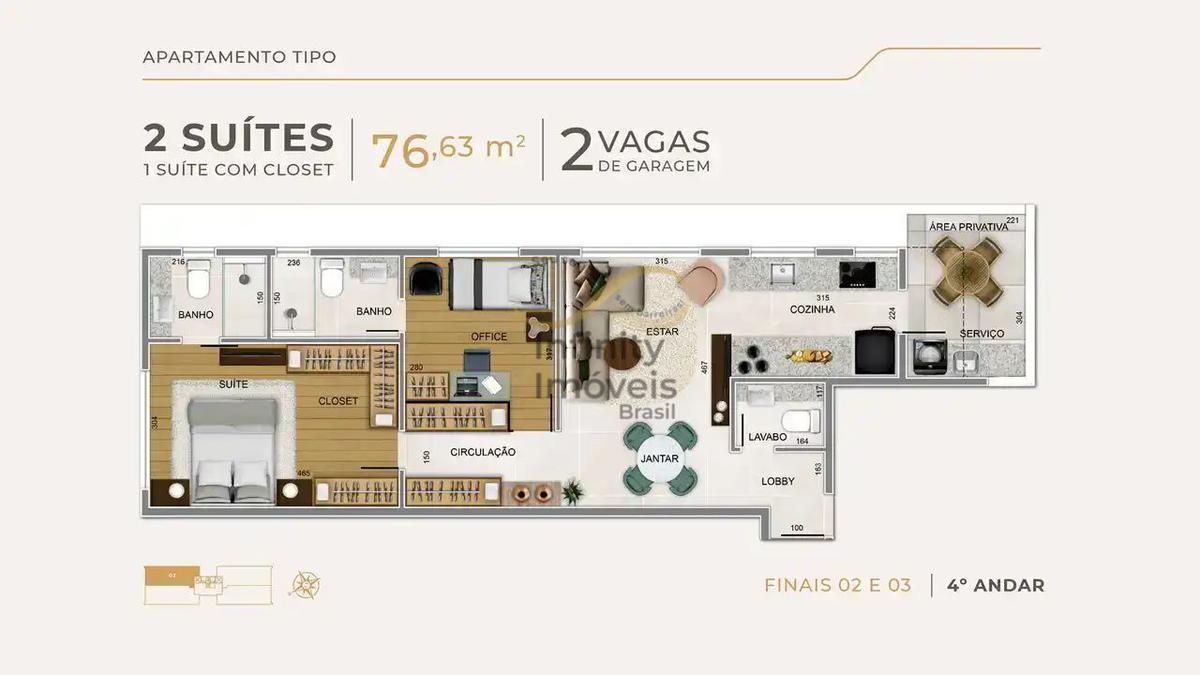 Apartamento, Funcionários, 3 Quartos
