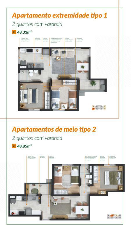 Apartamento, Planalto, 2 Quartos, 1 Vaga