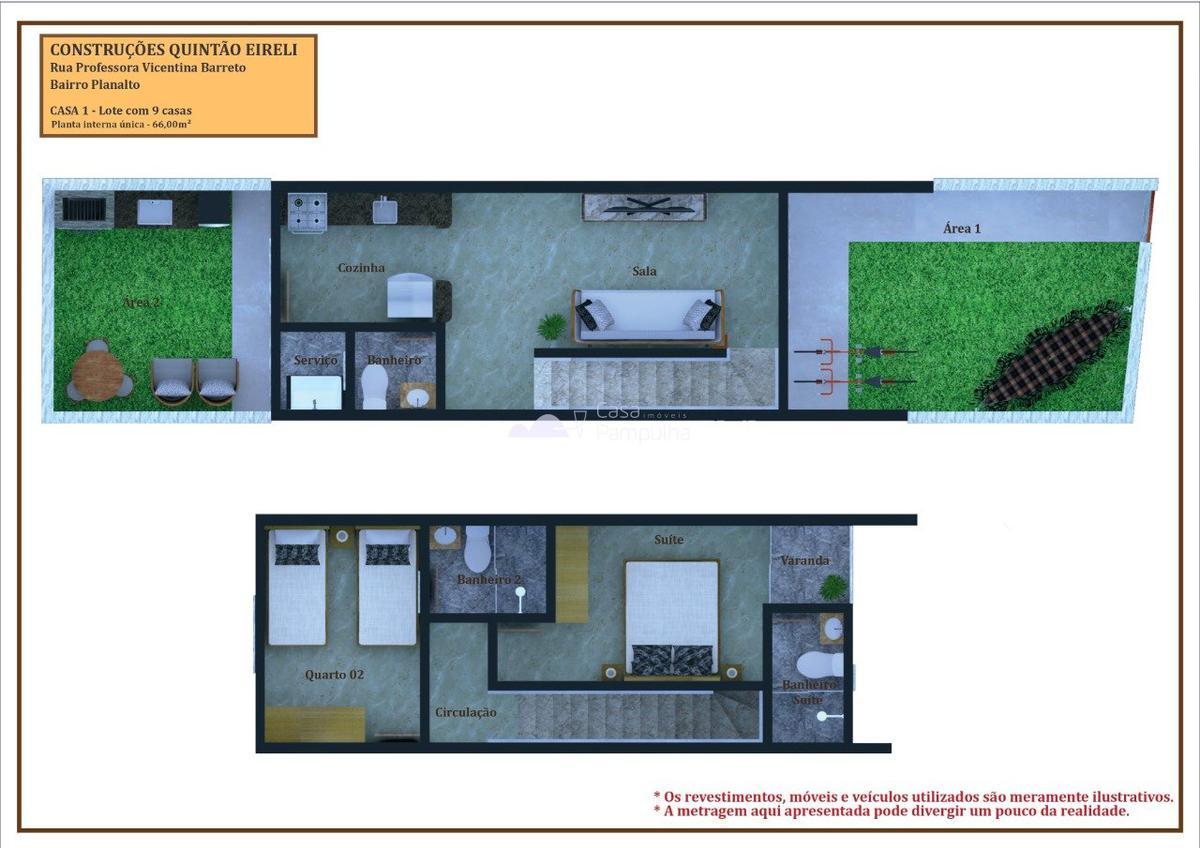Casa, Planalto, 2 Quartos, 1 Vaga, 1 Suíte