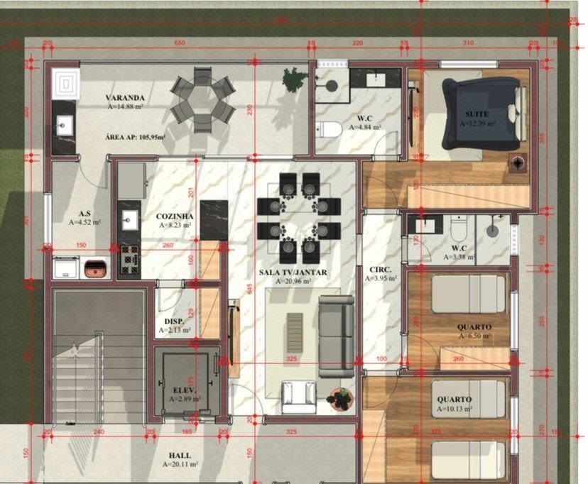 Apartamento, Veneza, 3 Quartos, 1 Vaga, 1 Suíte
