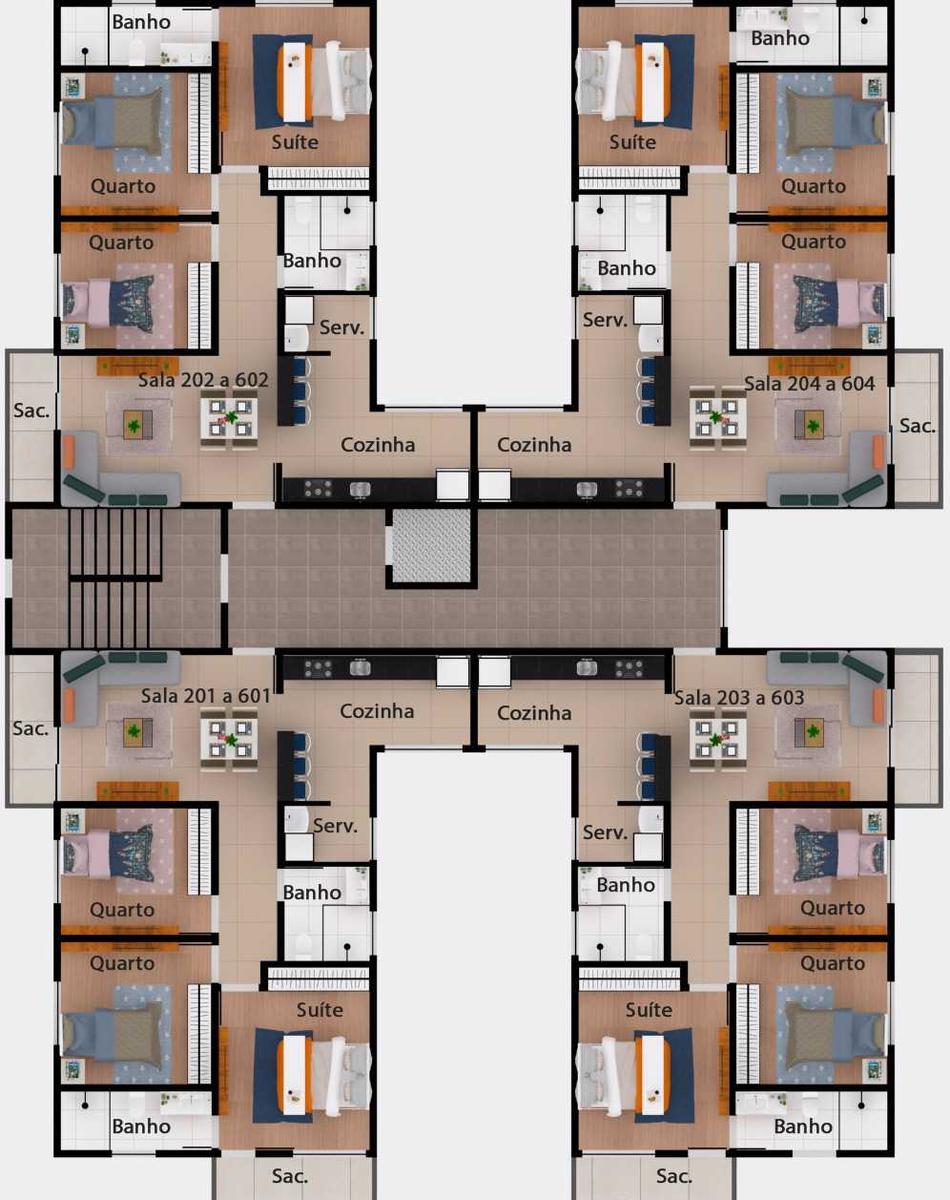 Apartamento, Santa Cruz Industrial, 3 Quartos, 1 Vaga, 1 Suíte