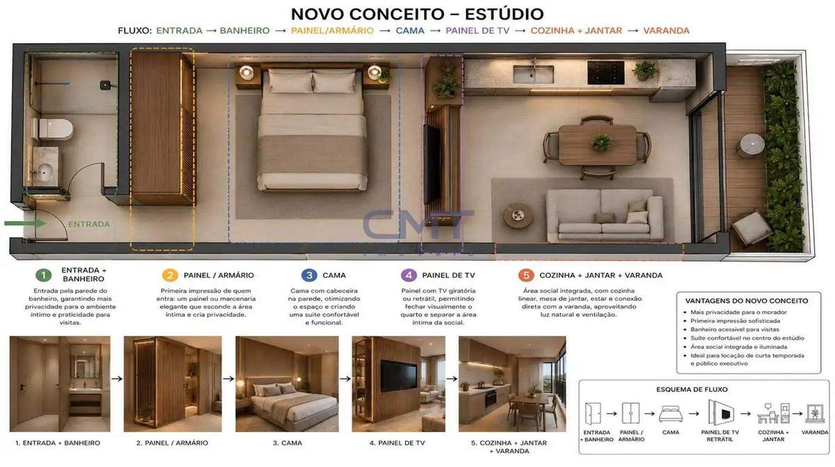Apartamento, Belvedere, 1 Quarto, 0 Vaga, 1 Suíte