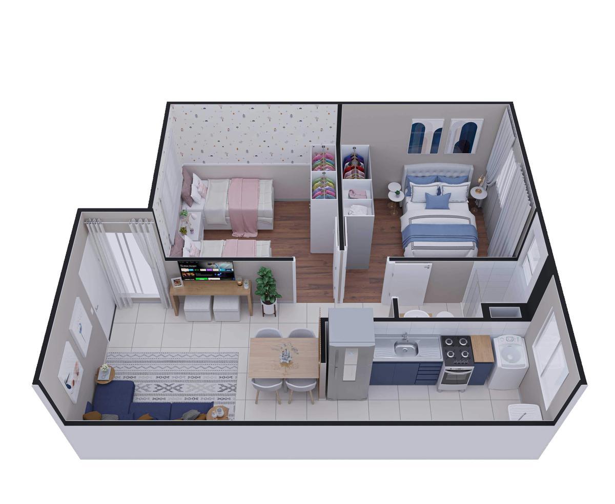 Apartamento, Caiapós, 2 Quartos, 1 Vaga