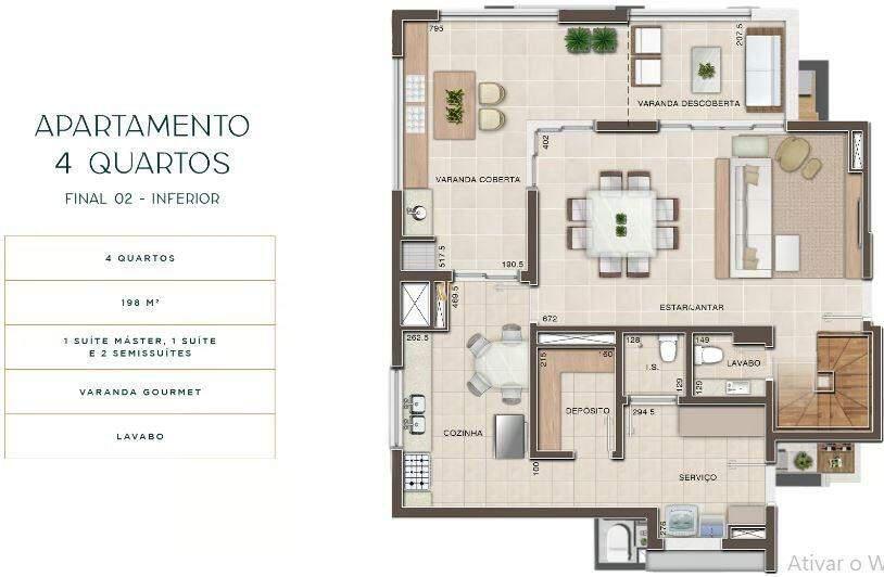 Apartamento, Piemonte, 4 Quartos, 3 Vagas, 2 Suítes