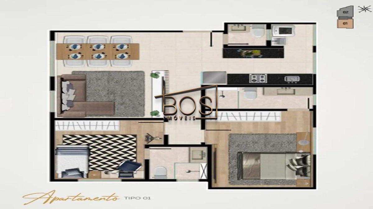 Apartamento, Vila Paris, 3 Quartos, 2 Vagas, 1 Suíte