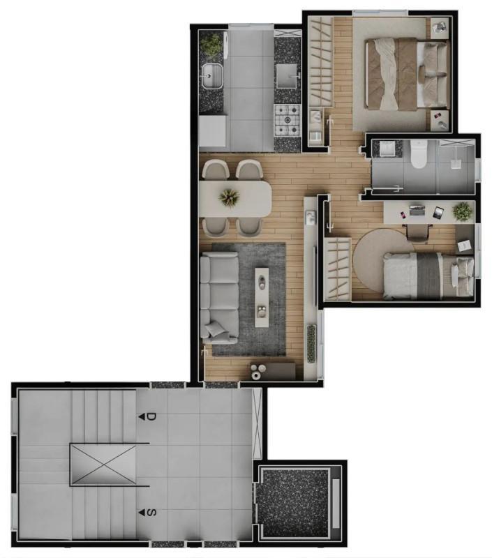 Apartamento, Aparecida, 2 Quartos, 1 Vaga, 1 Suíte