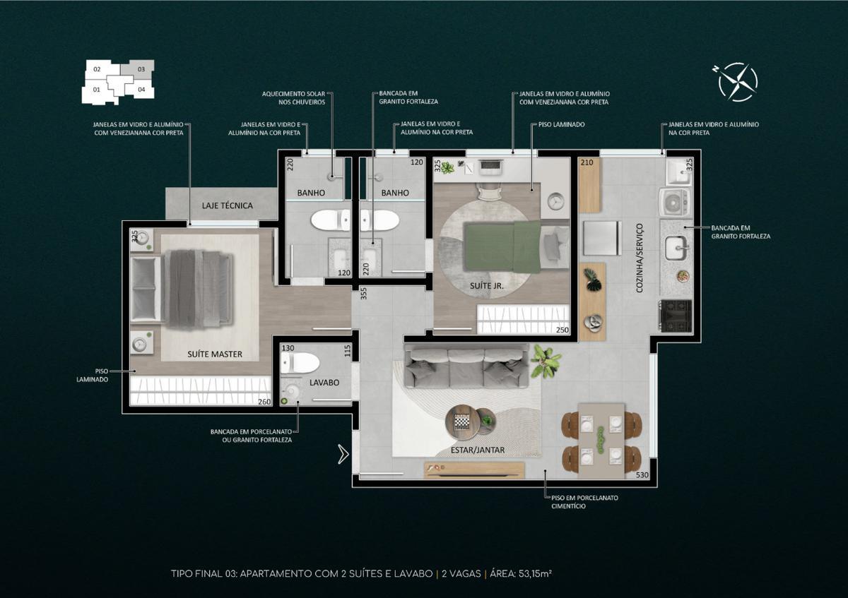 Apartamento, União, 2 Quartos, 2 Vagas, 2 Suítes