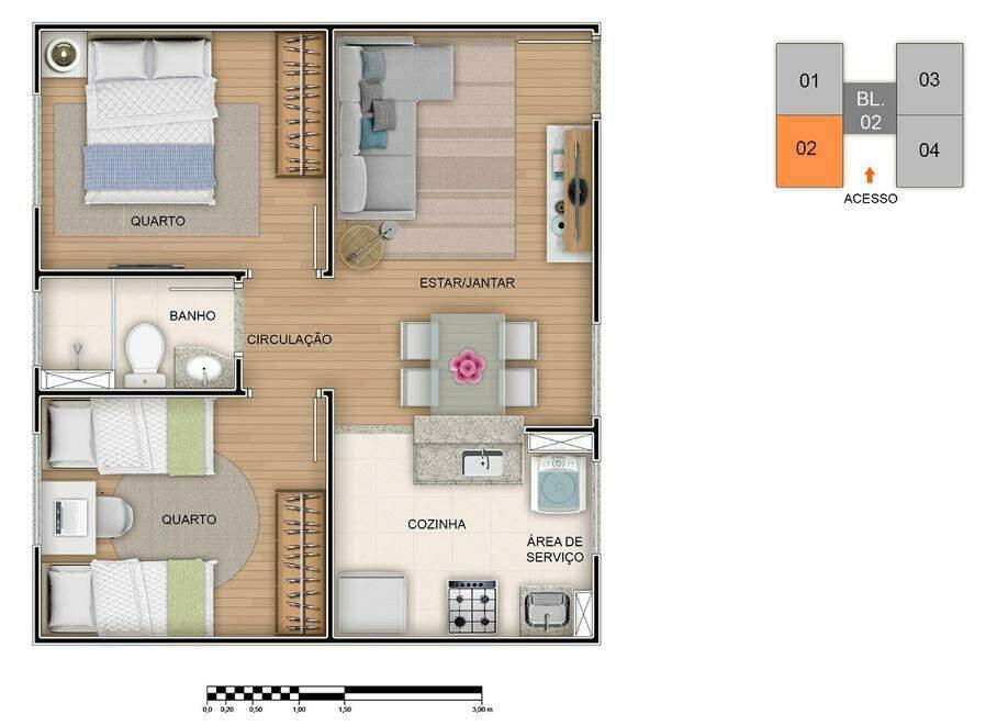 Apartamento, Pousada Del Rey (são Benedito), 2 Quartos, 1 Vaga
