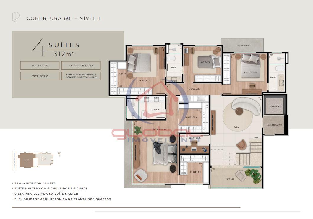 Cobertura, Ouro Preto, 4 Quartos, 4 Vagas, 4 Suítes