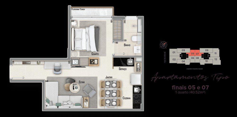 Apartamento, Santo Agostinho, 1 Quarto, 1 Vaga, 1 Suíte