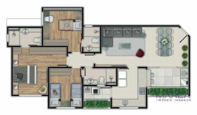 Apartamento, Jaraguá, 3 Quartos, 2 Vagas