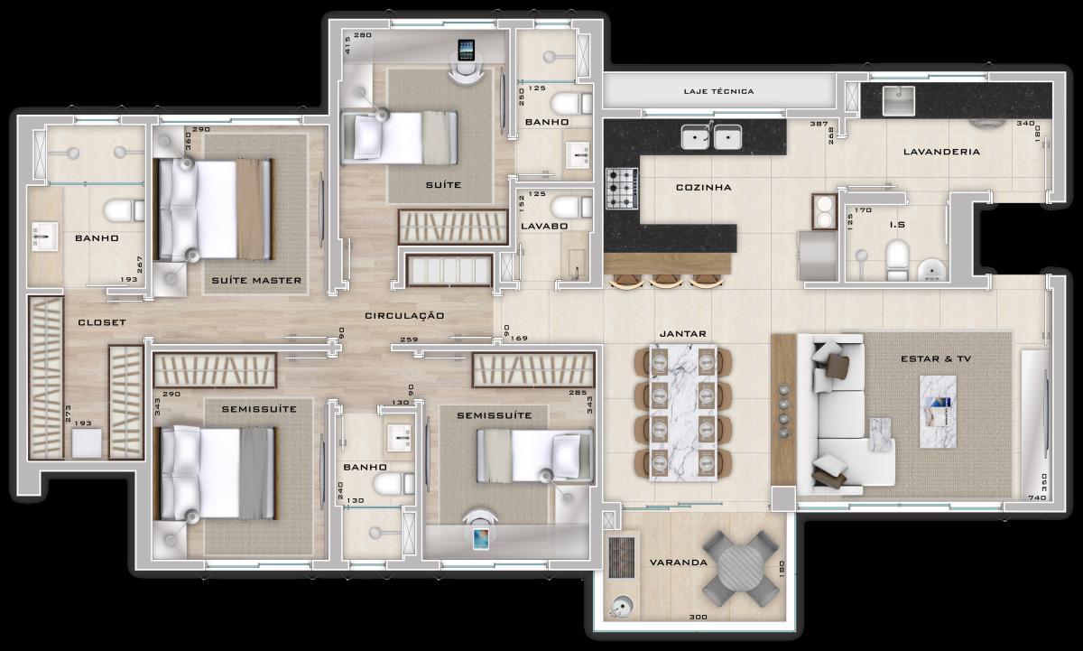Apartamento, Cruzeiro, 3 Quartos, 3 Vagas, 3 Suítes