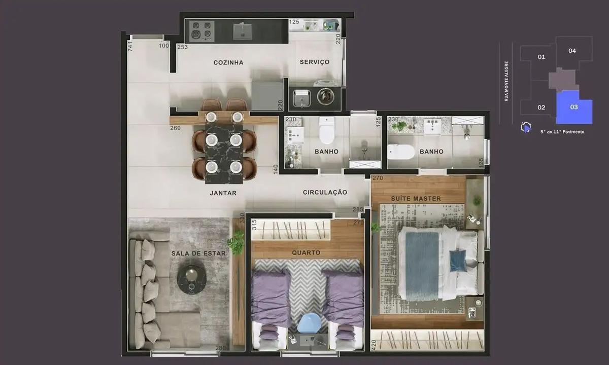 Apartamento, Serra, 2 Quartos, 2 Vagas, 1 Suíte