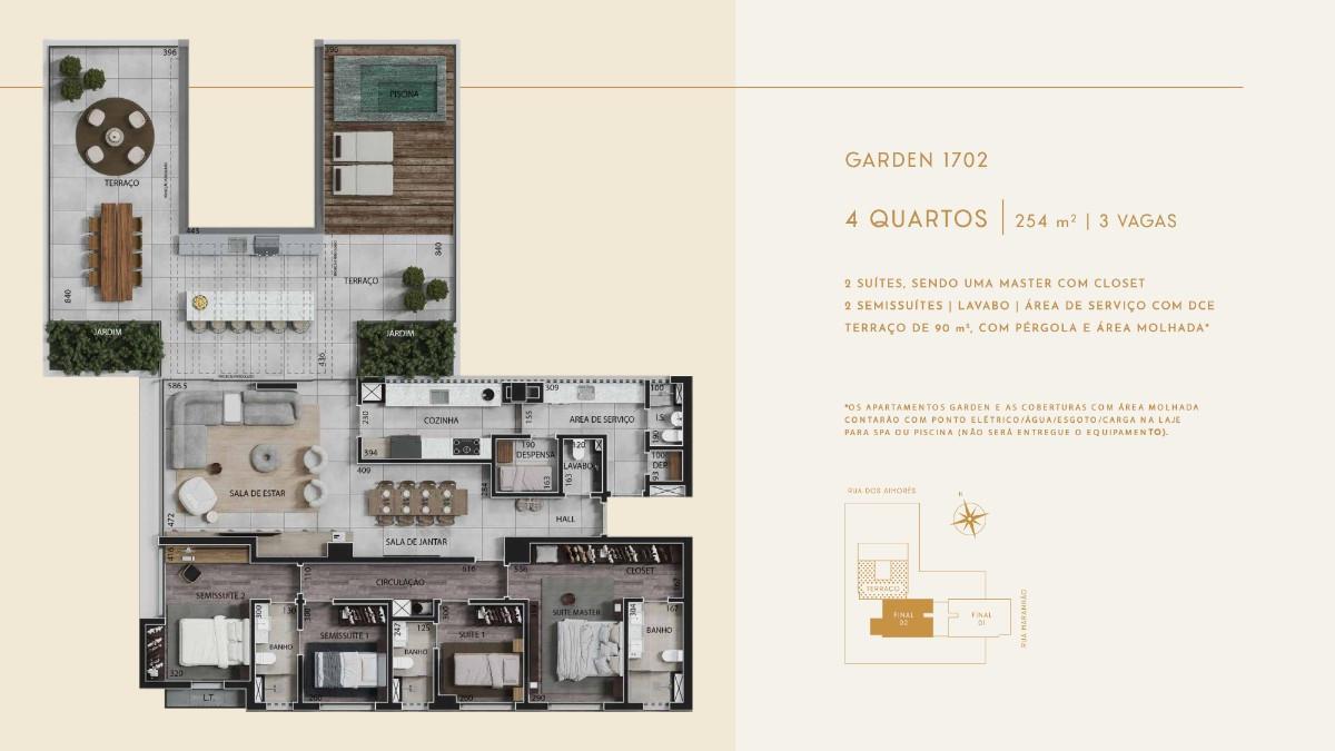 Apartamento, Funcionários, 4 Quartos, 3 Vagas, 2 Suítes