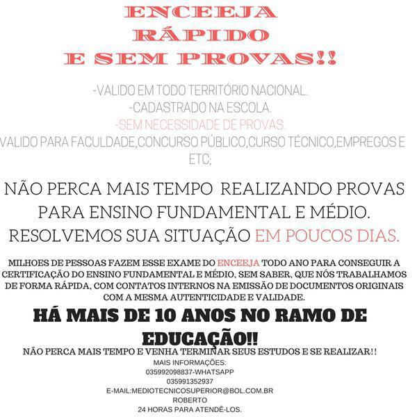 Ensino Fundamental e Médio Sem Necessidade de Provas