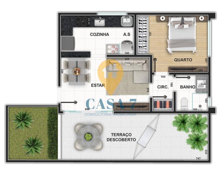 Apartamento, Serra, 1 Quarto, 0 Vaga, 1 Suíte