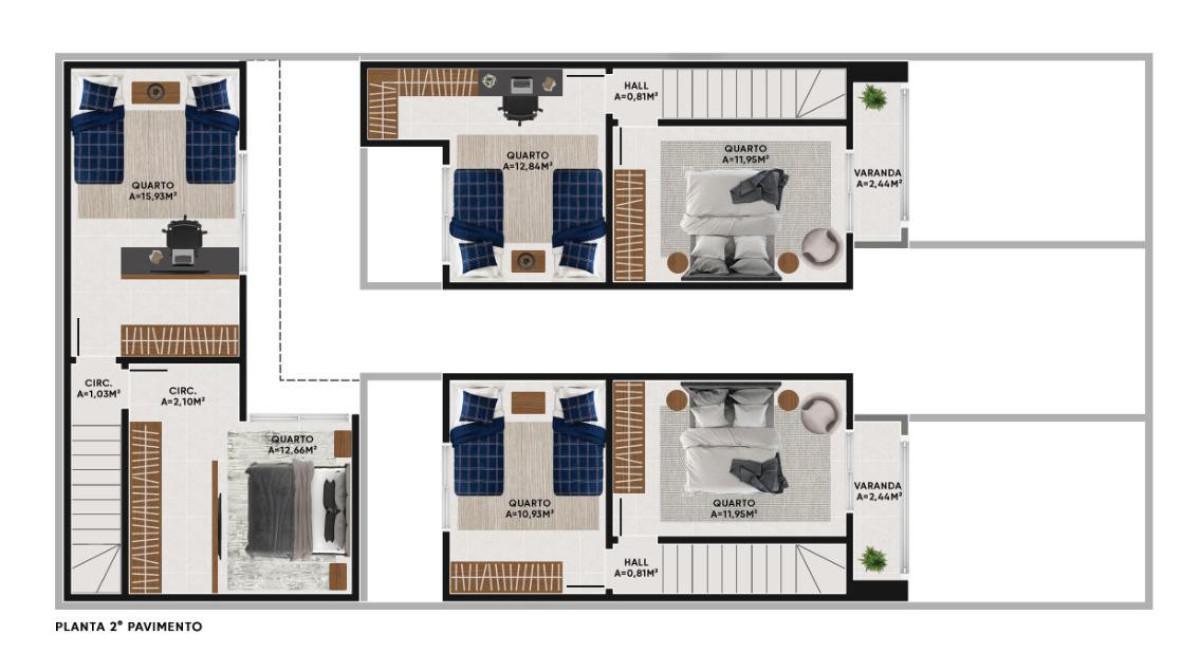 Casa, Palmeiras, 2 Quartos, 1 Vaga