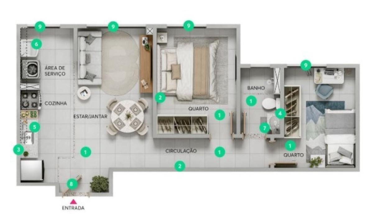 Apartamento, Alípio de Melo, 2 Quartos, 0 Vaga