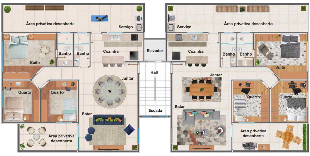 Apartamento, Diamante, 3 Quartos, 2 Vagas, 1 Suíte