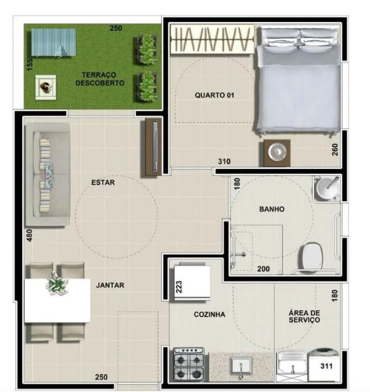 Apartamento, Borba Gato, 1 Quarto, 1 Vaga