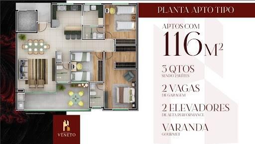 Apartamento, Santa Helena, 3 Quartos, 2 Vagas, 3 Suítes
