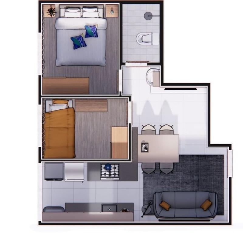 Apartamento, União, 2 Quartos, 0 Vaga