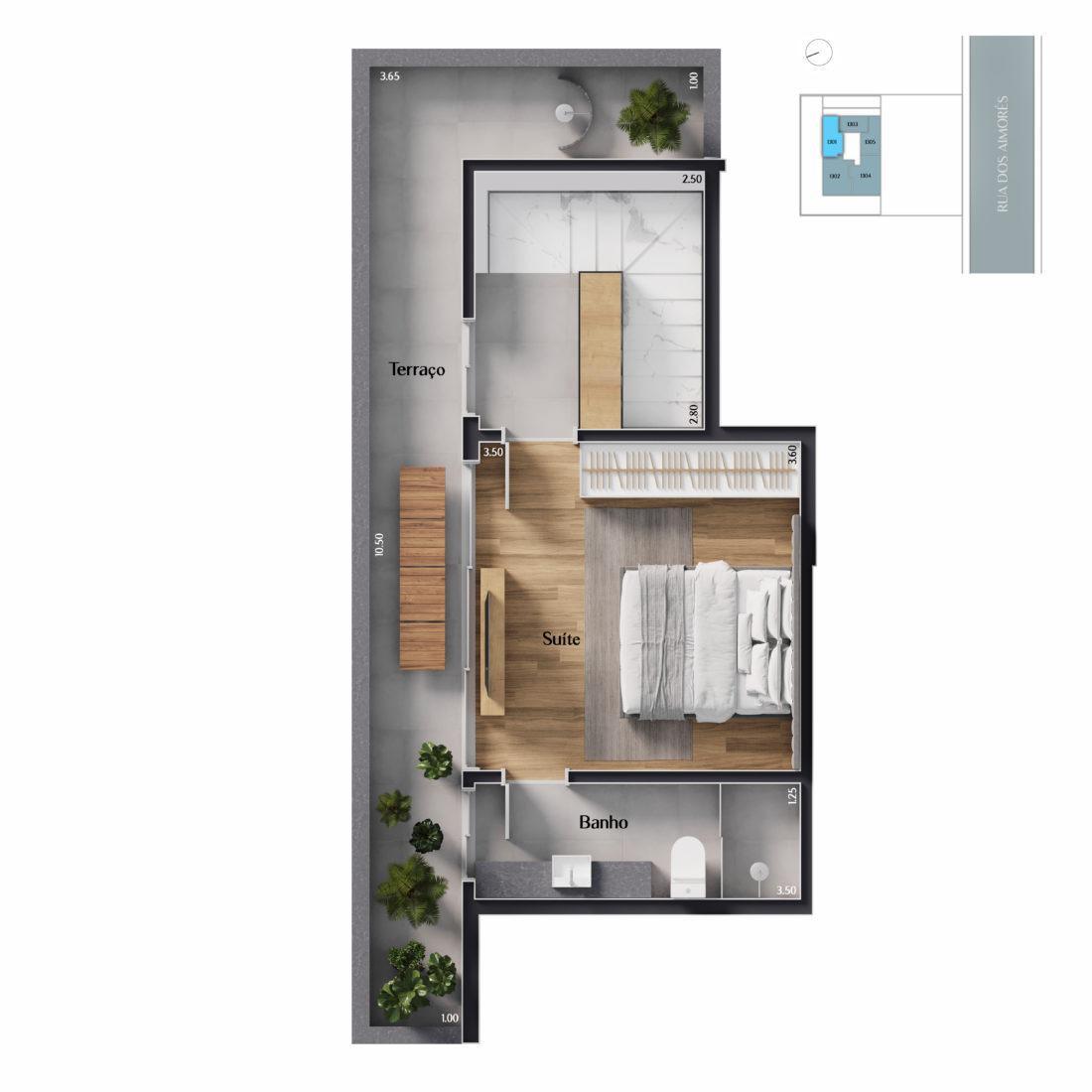 Cobertura, Lourdes, 1 Quarto, 1 Vaga, 1 Suíte