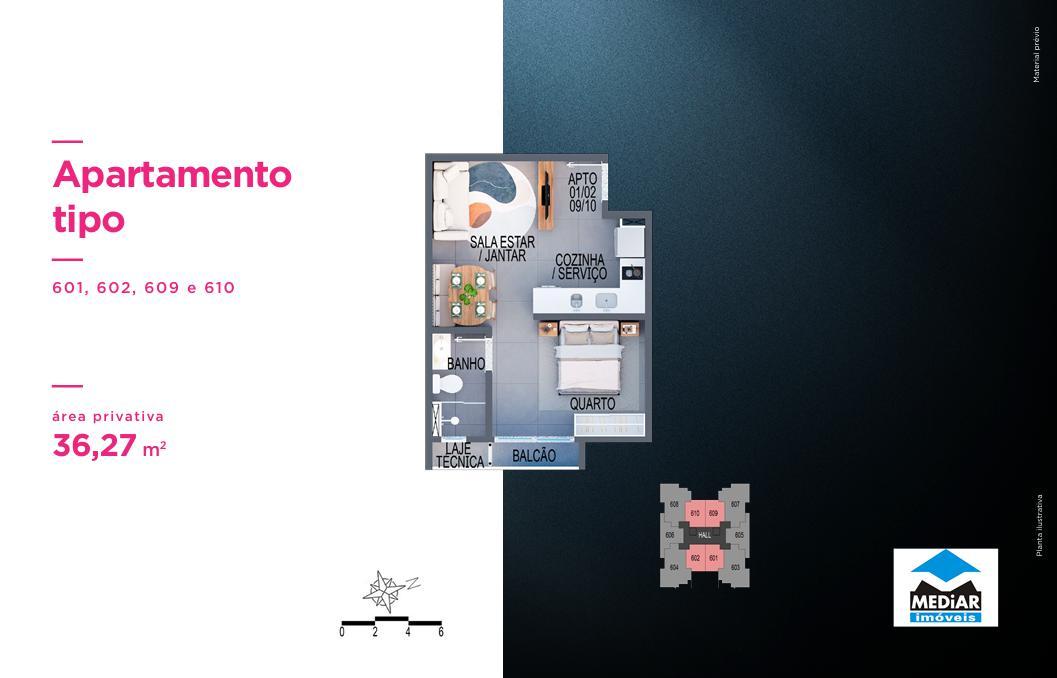 Apartamento, Santa Efigênia, 1 Quarto, 0 Vaga, 1 Suíte