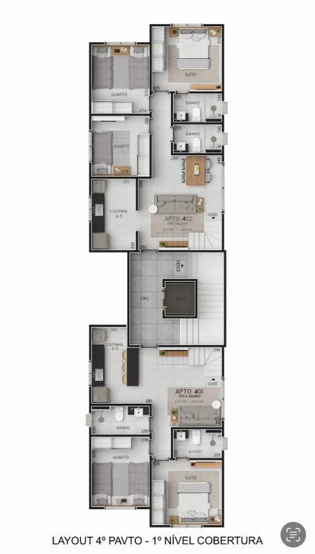 Cobertura, Milionários, 3 Quartos, 2 Vagas, 1 Suíte