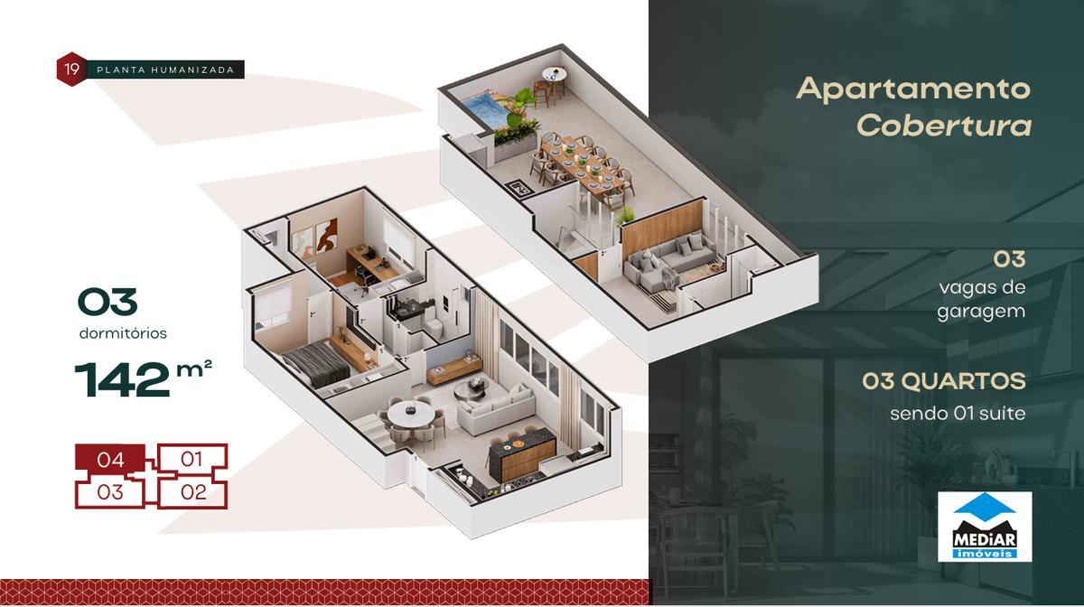 Cobertura, Coração Eucarístico, 3 Quartos, 2 Vagas, 1 Suíte