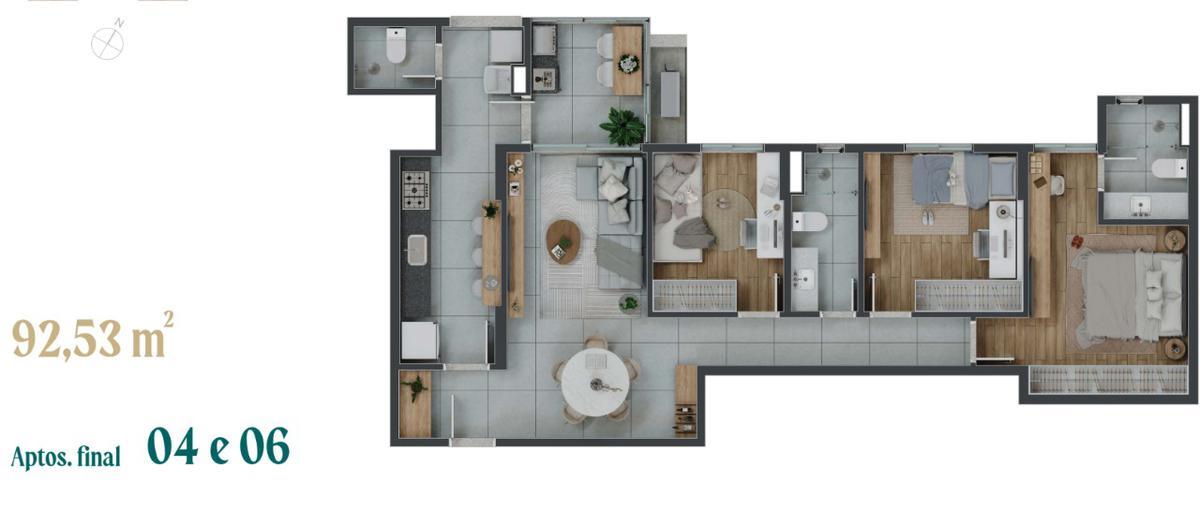 Apartamento, Vila da Serra, 3 Quartos, 2 Vagas, 1 Suíte