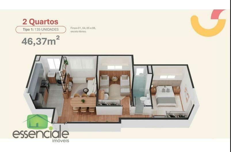 Apartamento, Centro, 2 Quartos, 1 Vaga