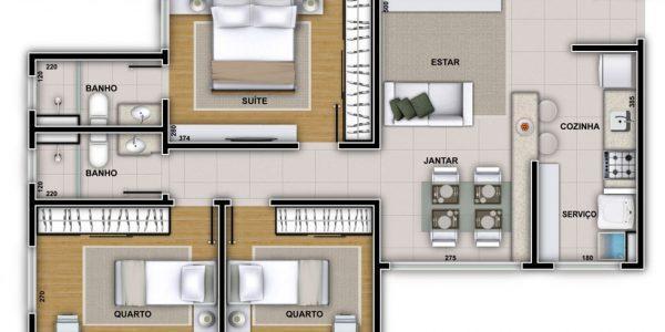 Apartamento, Serra, 3 Quartos, 2 Vagas, 1 Suíte