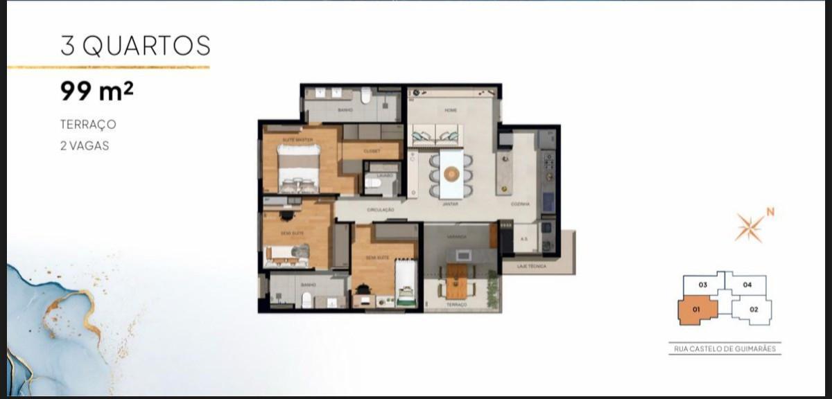 Apartamento, Castelo, 3 Quartos, 2 Vagas, 1 Suíte